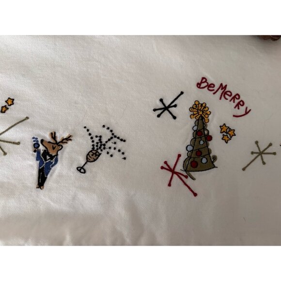 9 Ft Pottery Barn Winter Christmas Embroidered Table Runner - Picture 8 of 10